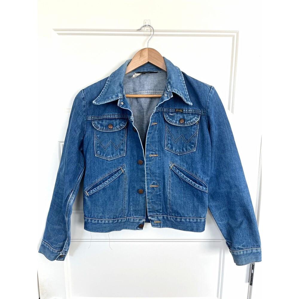 Vintage 70s Wrangler 124MJ Denim Jacket Size 36 Made in USA Trucker
